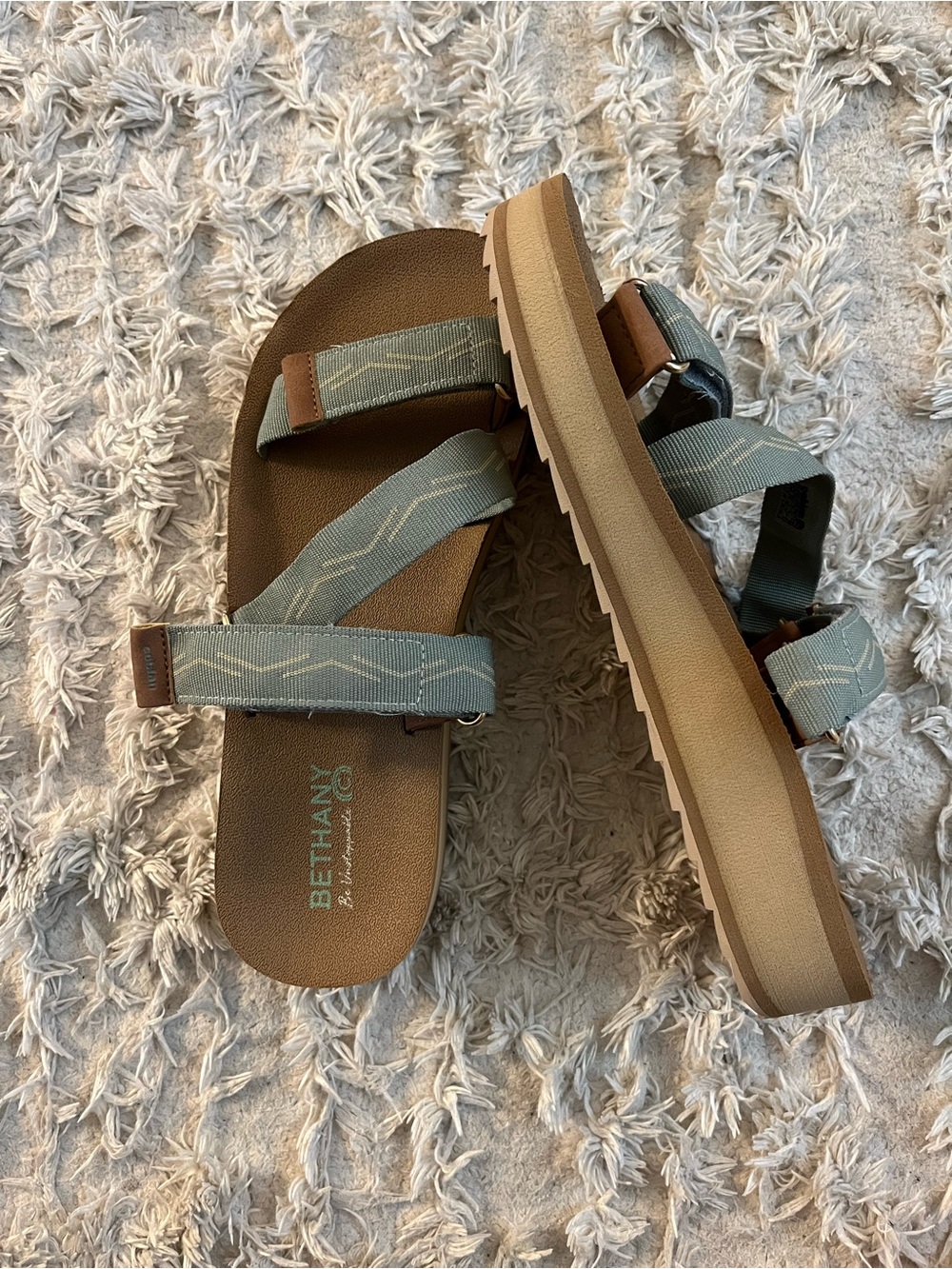 Cobian Women's Olive Green and Brown Strappy Sandals